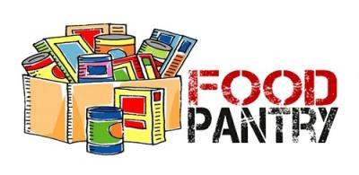 Drawn box of food next to 'food pantry' text