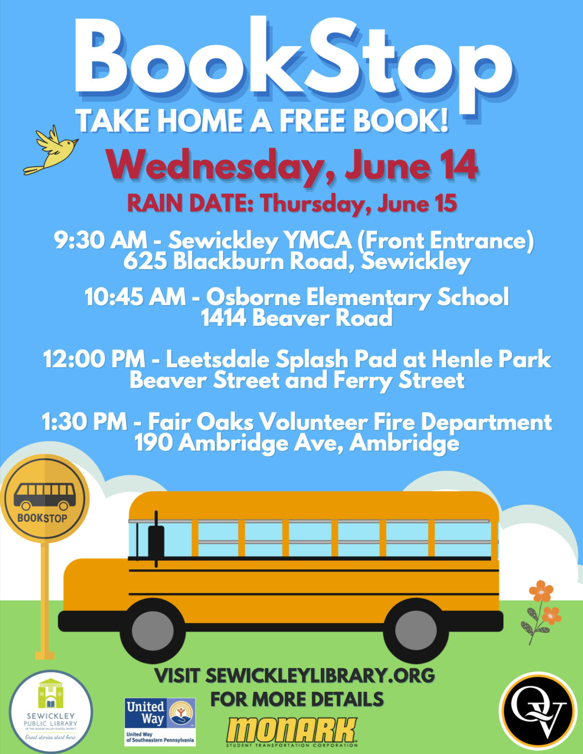 Sewickley Library BookStop Flyer June 14th