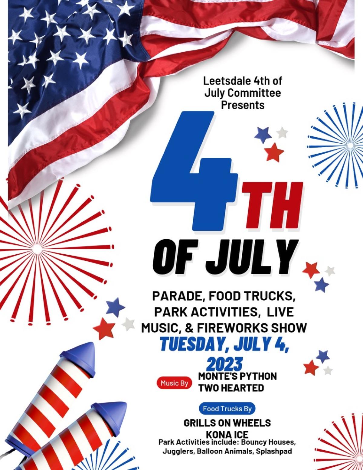 Please see the attached flyer for details on the upcoming 4th of July Celebration.