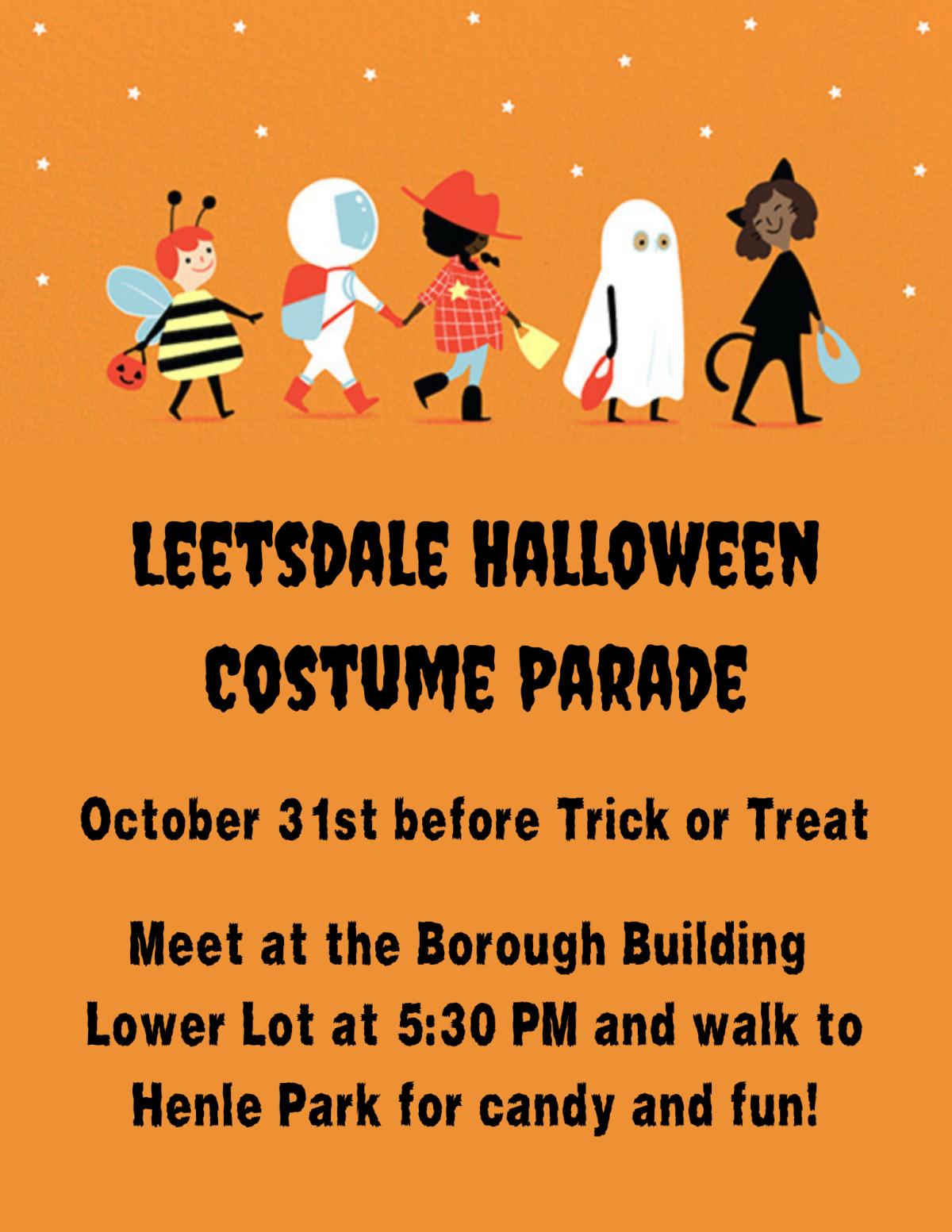 Leetsdale Halloween Costume Parade Flyer