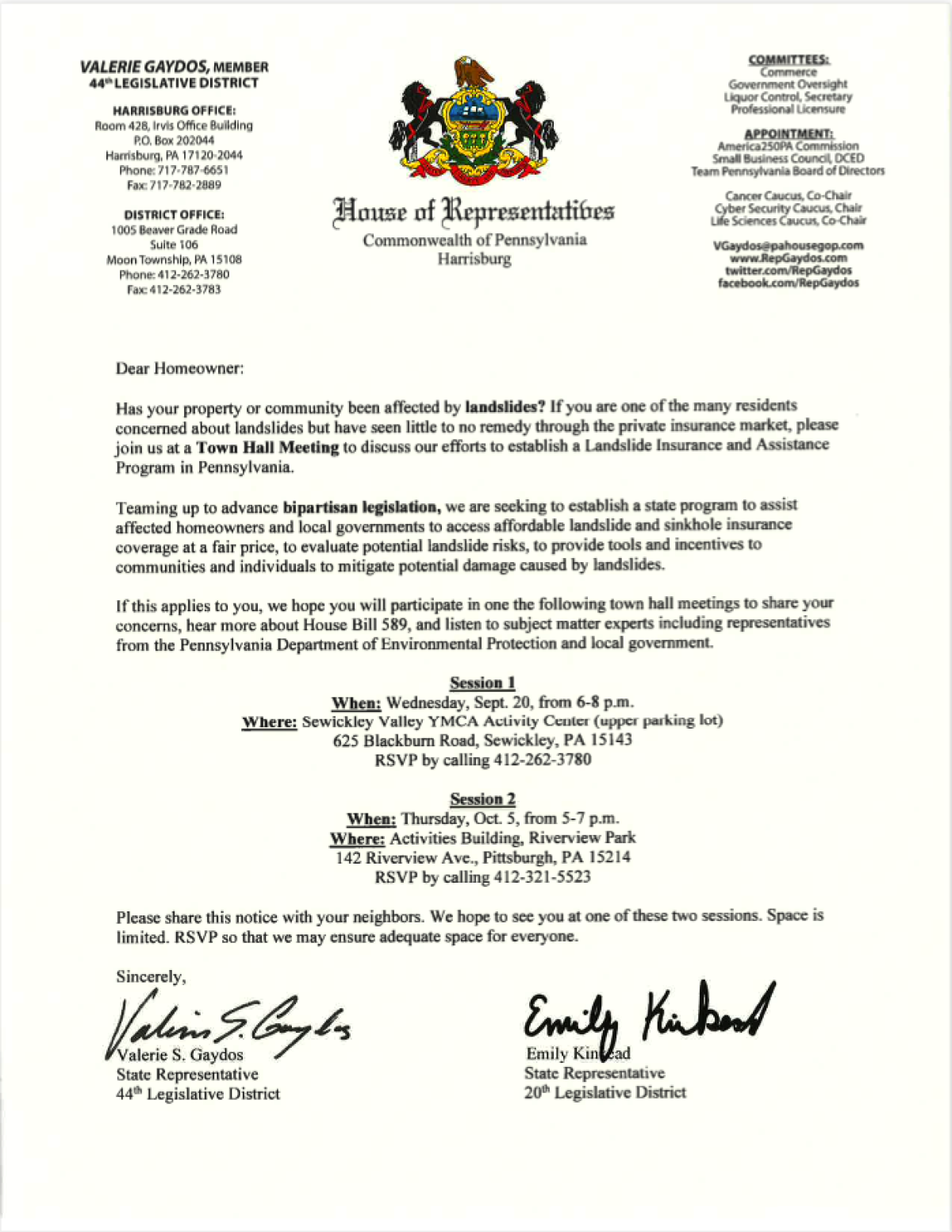 Landslide Town Hall Meeting Letter Invitation