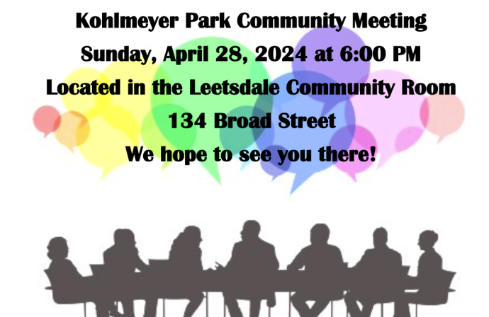 Kohlmeyer Park Community Meeting Flyer